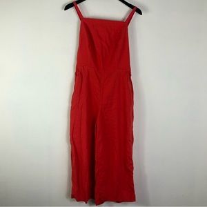 Old Navy Linen Blend Harvest Orange Red Cropped Romper Jumpsuit Womens Medium